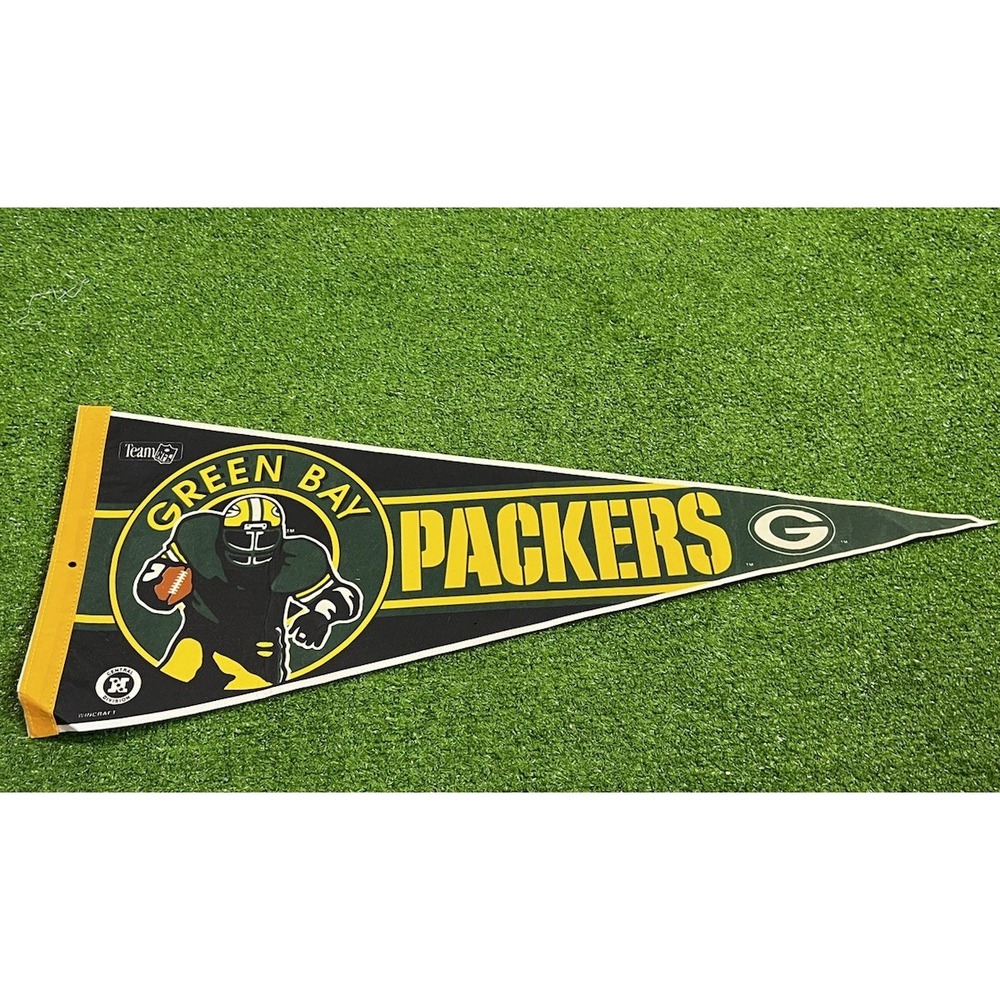 Vintage Green‎ Packers Pennant 90s Wincraft Full Size Felt Lambeau